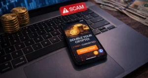 Crypto Scams mobile App showing the unrealistic return on investment