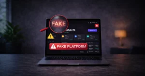 Laptop with the Fake Crypto Reward Platform