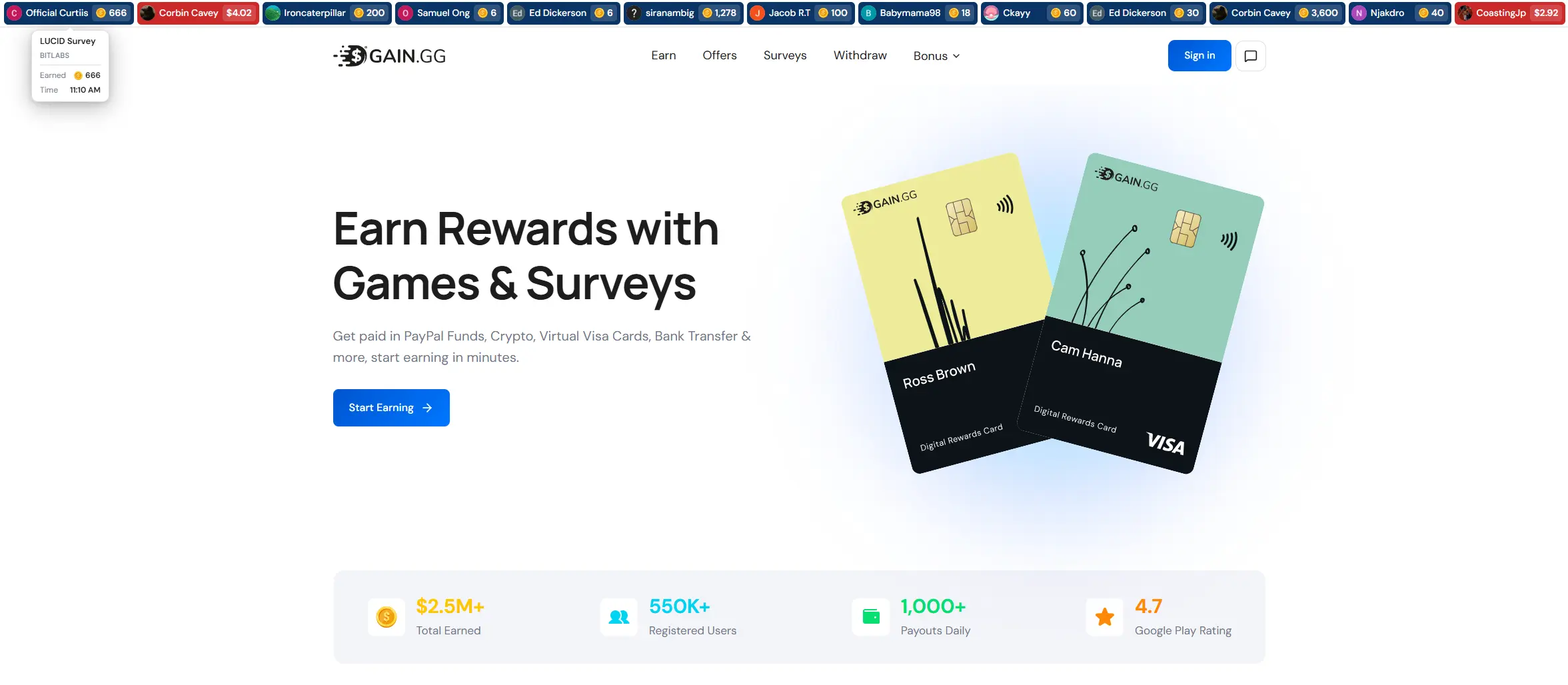 Gain.gg crypto microtasks