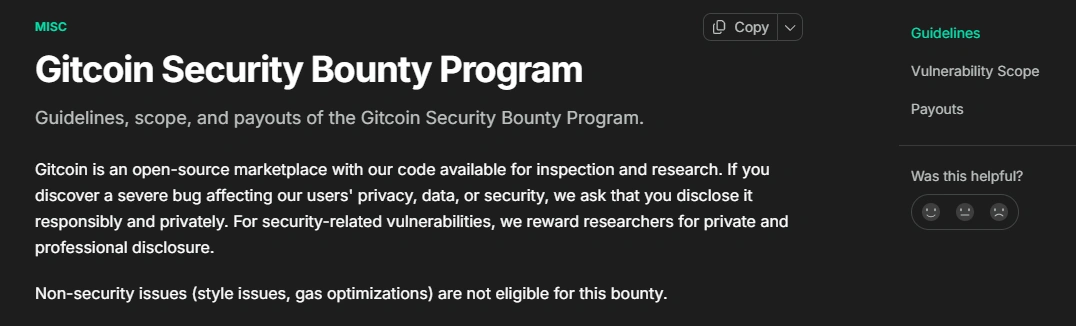 Gitcoin security bounty program