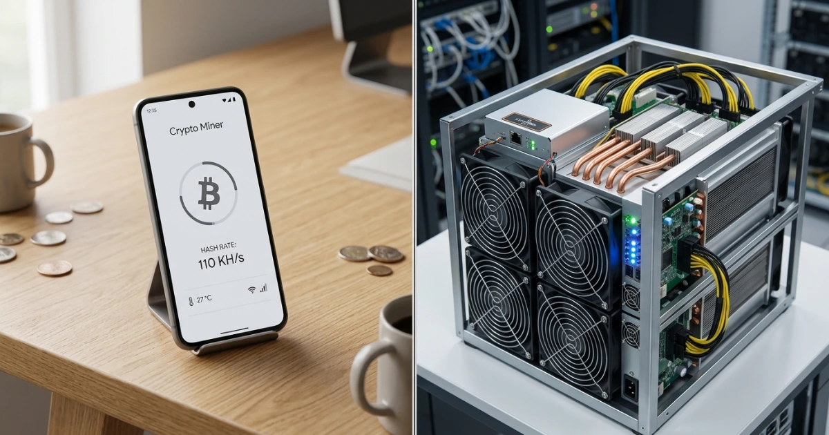 Mobile Crypto Mining vs real Asic crypto mining