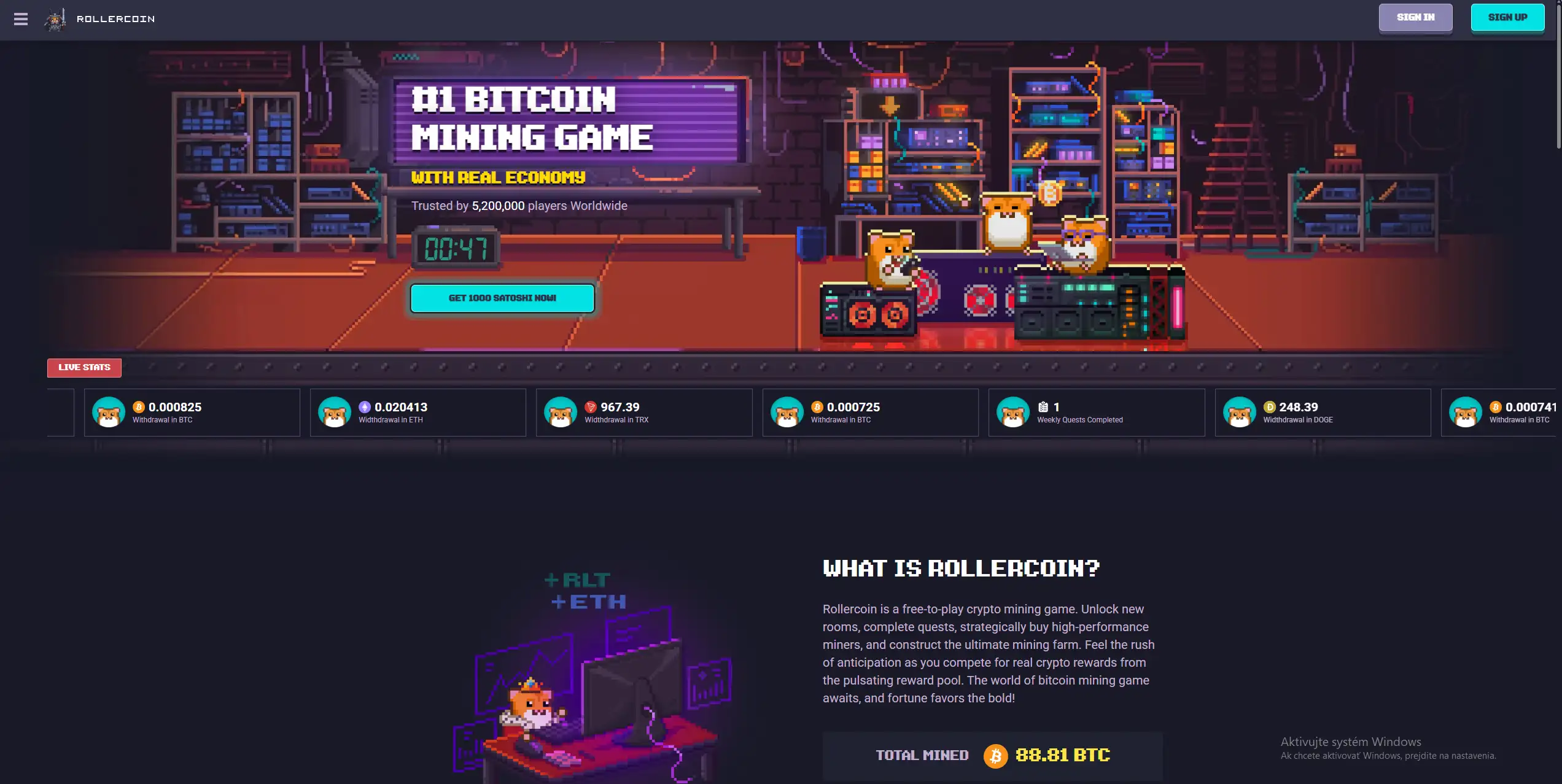 RollerCoin Crypto Faucet homepage