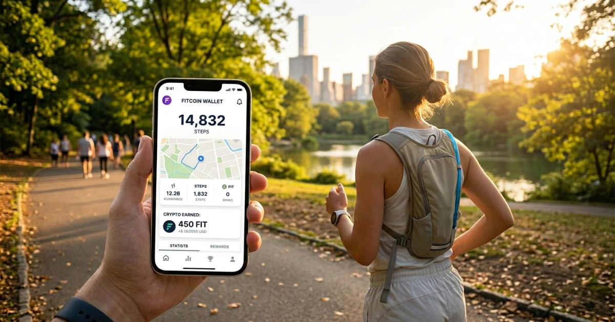 Move to Earn Apps - woman running in the park with the M2E app