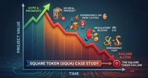 crypto project failure illustration - square token