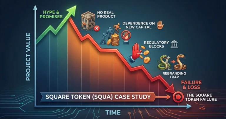 crypto project failure illustration - square token