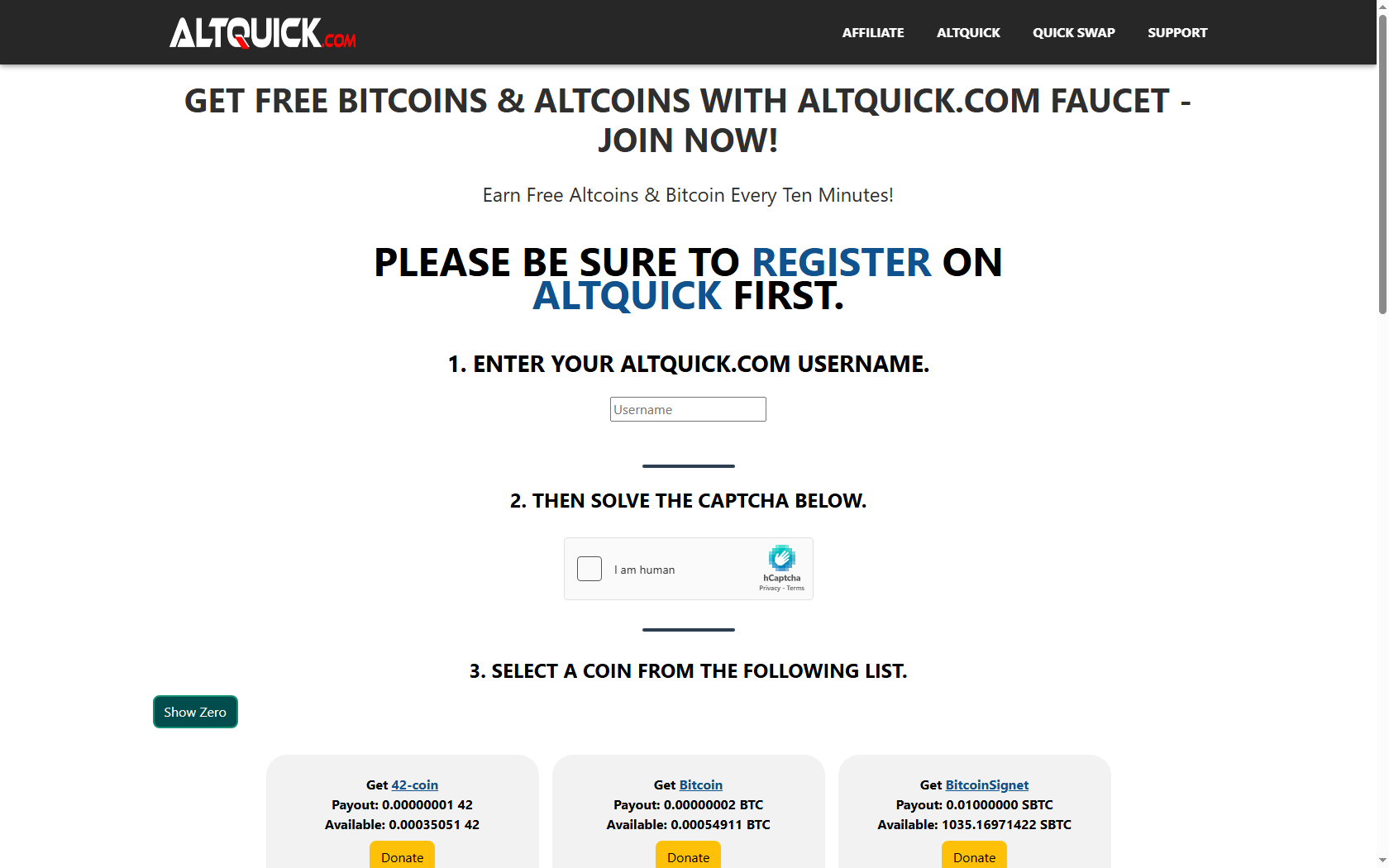 Altquick Web3 faucet
